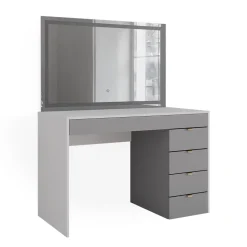 Vicco Schminktisch Weiß/Grau/Grau Elise 115x76x55 cm - Frisiertisch, Schubladensystem für Ordnung im Alltag