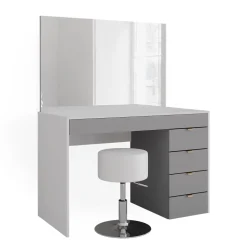 Vicco Schminktisch Weiß/Grau/Grau Elise 115x76x55 cm - Frisiertisch, Schubladensystem für Ordnung im Alltag