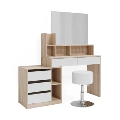 Vicco Schminktisch Weiß/Sonoma Anja 139.8x115x40 cm - Frisiertisch, Schubladen für Ordnung im Chaos