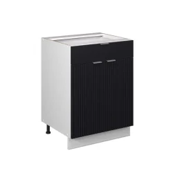 Vicco Schubunterschrank "Fame-Line", Schwarz gestreift, 60 cm mit Schublade, ohne Arbeitsplatte