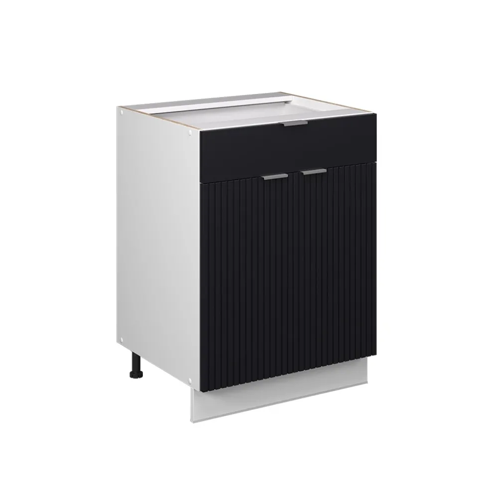 Vicco Schubunterschrank "Fame-Line", Schwarz gestreift, 60 cm mit Schublade, ohne Arbeitsplatte