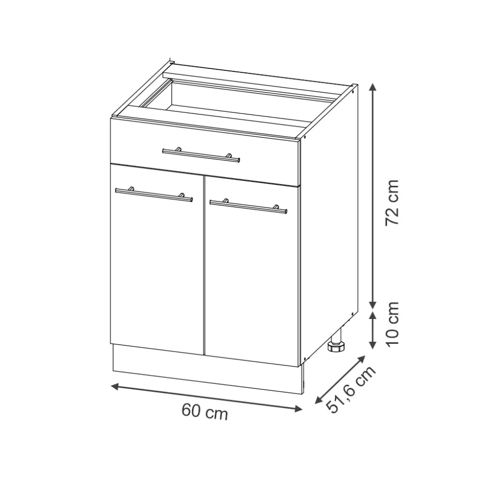 Vicco Schubunterschrank "Fame-Line", Schwarz gestreift, 60 cm mit Schublade, ohne Arbeitsplatte