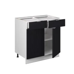 Vicco Schubunterschrank "Fame-Line", Schwarz gestreift, 80 cm ohne Arbeitsplatte