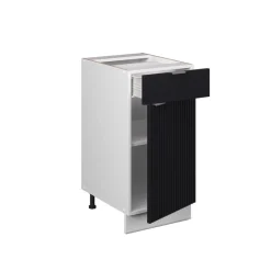 Vicco Schubunterschrank Fame-Line, Schubladenschrank für die Küche, Schwarz gestreift, 40 cm, AP Marmor