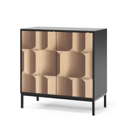 Vicco Sideboard "Eliza", Schwarz/Eiche, 80 x 40 cm mit 2 Türen