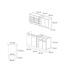 Vicco Singleküche R-Line, Küchenzeile Single, Blau-Grau/Weiß, 160 cm ohne Arbeitsplatte