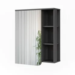 Vicco Spiegelschrank Anthrazit/Weiß Karen 60x75x20 cm - Badezimmerschrank mit Spiegel, Übersichtliche Organisation dank cleverer Fächeraufteilung