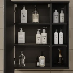 Vicco Spiegelschrank Anthrazit/Weiß Karen 60x75x20 cm - Badezimmerschrank mit Spiegel, Übersichtliche Organisation dank cleverer Fächeraufteilung