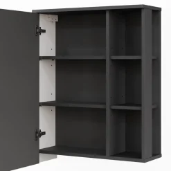 Vicco Spiegelschrank Anthrazit/Weiß Karen 60x75x20 cm - Badezimmerschrank mit Spiegel, Übersichtliche Organisation dank cleverer Fächeraufteilung