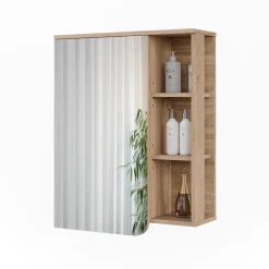 Vicco Spiegelschrank Sonoma/Weiß Karen 60x75x20 cm - Badezimmerschrank mit Spiegel, Übersichtliche Organisation dank cleverer Fächeraufteilung