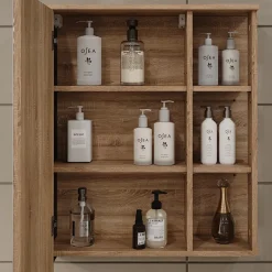 Vicco Spiegelschrank Sonoma Karen 60x75x20 cm - Badezimmerschrank mit Spiegel, Übersichtliche Organisation dank cleverer Fächeraufteilung