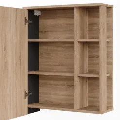 Vicco Spiegelschrank Sonoma Karen 60x75x20 cm - Badezimmerschrank mit Spiegel, Übersichtliche Organisation dank cleverer Fächeraufteilung
