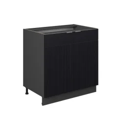 Vicco Spülenunterschrank "Fame-Line", Schwarz gestreift, 80 cm mit Regal, ohne Arbeitsplatte