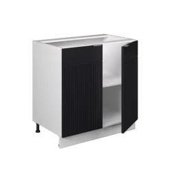 Vicco Spülenunterschrank "Fame-Line", Schwarz gestreift, 80 cm mit Regal, ohne Arbeitsplatte