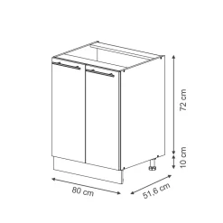 Vicco Spülenunterschrank "Fame-Line", Schwarz gestreift, 80 cm mit Regal, AP Eiche