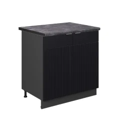 Vicco Spülenunterschrank "Fame-Line", Schwarz gestreift, 80 cm , AP Anthrazit