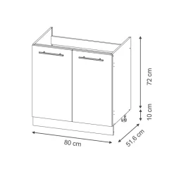 Vicco Spülenunterschrank "Fame-Line", Schwarz gestreift, 80 cm , AP Anthrazit