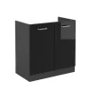 Vicco Spülenunterschrank "R-Line", Schwarz Hochglanz/Anthrazit, 80 cm ohne Arbeitsplatte