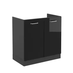 Vicco Spülenunterschrank "R-Line", Schwarz Hochglanz/Anthrazit, 80 cm ohne Arbeitsplatte