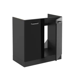 Vicco Spülenunterschrank "R-Line", Schwarz Hochglanz/Anthrazit, 80 cm ohne Arbeitsplatte