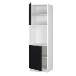 Vicco Vorratsschrank "Fame-Line", Schwarz gestreift, 60 cm mit offenem Regal