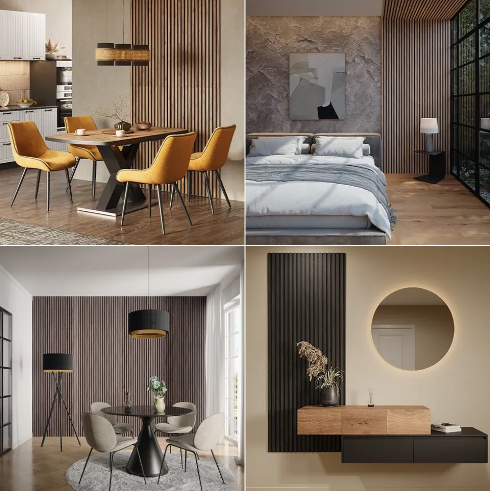 Vicco Wandpaneele "Akustikpaneel", Eiche Schwarz, 4 Stück