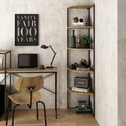 Vicco Wandregal Fyrk, Bücherregal, Eiche/Schwarz, 40 x 180 cm 5 Ebenen