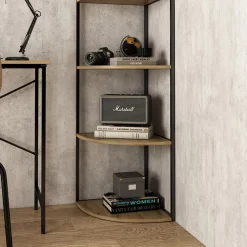 Vicco Wandregal Fyrk, Bücherregal, Eiche/Schwarz, 40 x 180 cm 5 Ebenen