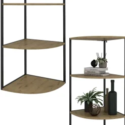 Vicco Wandregal Fyrk, Bücherregal, Eiche/Schwarz, 40 x 180 cm 5 Ebenen