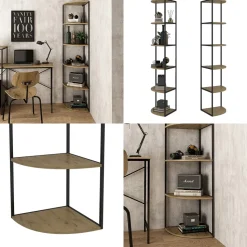 Vicco Wandregal Fyrk, Bücherregal, Eiche/Schwarz, 40 x 180 cm 5 Ebenen