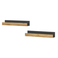 Vicco Wandregal "Tomy", Anthrazit/Goldkraft Eiche, 60 x 10 cm 2er Set