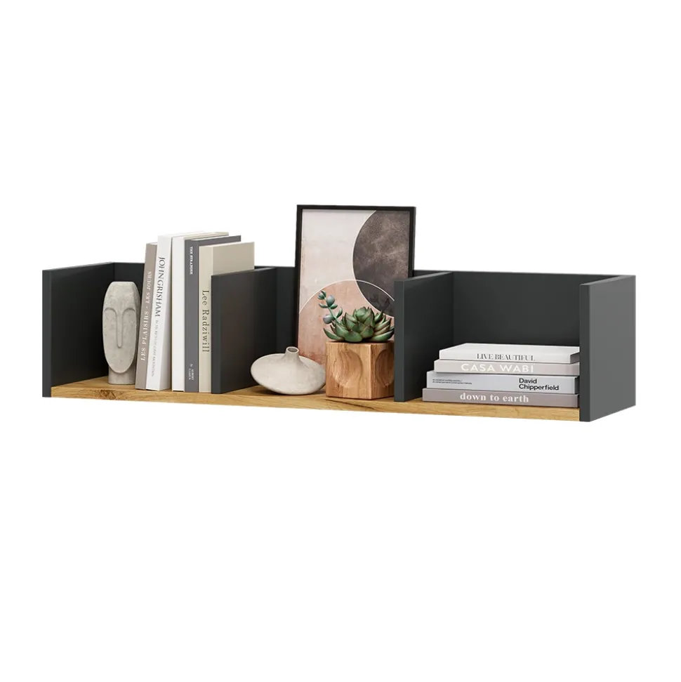 Vicco Wandregal "Tomy", Anthrazit/Goldkraft Eiche, 90 x 20 cm