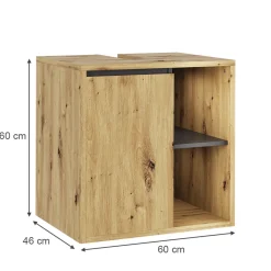 Vicco Waschbeckenunterschrank Artisan/Grau Viola 60x60x46 cm - Unterschrank für das Badezimmer, Leichte Reinigung des Bodens dank wandhängender Montage