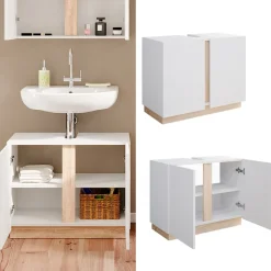 Vicco Waschbeckenunterschrank Weiß Gloria 70x56x35 cm - Unterschrank für das Badezimmer, Unterschrank- und Hängeschrank-Kombination