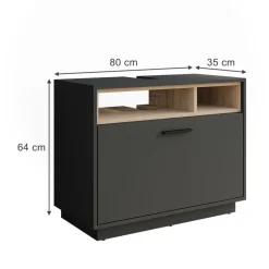 Vicco Waschbeckenunterschrank "Beatrice", Anthrazit/Sonoma, 80 x 64 cm mit Schublade