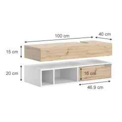 Vicco Waschbeckenunterschrank Weiß Henri 100x15x40 cm - Unterschrank für das Badezimmer, Mehr Stauraum ohne Bodenfläche zu nutzen