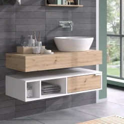 Vicco Waschbeckenunterschrank Weiß Henri 100x15x40 cm - Unterschrank für das Badezimmer, Mehr Stauraum ohne Bodenfläche zu nutzen