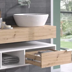 Vicco Waschbeckenunterschrank Weiß Henri 100x15x40 cm - Unterschrank für das Badezimmer, Mehr Stauraum ohne Bodenfläche zu nutzen