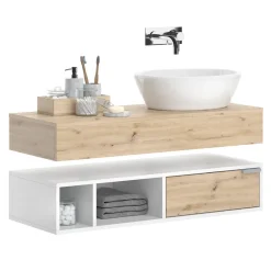 Vicco Waschbeckenunterschrank Weiß Henri 100x15x40 cm - Unterschrank für das Badezimmer, Mehr Stauraum ohne Bodenfläche zu nutzen