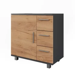 Vicco Waschbeckenunterschrank Anthrazit/Goldkraft Eiche Ilias 60x61x33 cm - Unterschrank für das Badezimmer, Zusätzlicher Stauraum direkt unter dem Waschbecken