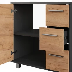 Vicco Waschbeckenunterschrank Anthrazit/Goldkraft Eiche Ilias 60x61x33 cm - Unterschrank für das Badezimmer, Zusätzlicher Stauraum direkt unter dem Waschbecken