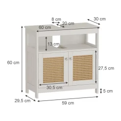 Vicco Waschbeckenunterschrank Weiß Rosario 60x60x30 cm - Unterschrank für das Badezimmer, Viel Stauraum oben und unten