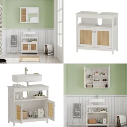 Vicco Waschbeckenunterschrank Weiß Rosario 60x60x30 cm - Unterschrank für das Badezimmer, Viel Stauraum oben und unten