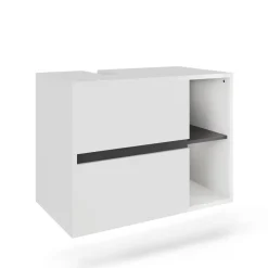 Vicco Waschbeckenunterschrank Weiß/Grau Viola 80x60x46 cm - Unterschrank für das Badezimmer, Leichte Reinigung des Bodens dank wandhängender Montage