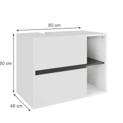 Vicco Waschbeckenunterschrank Weiß/Grau Viola 80x60x46 cm - Unterschrank für das Badezimmer, Leichte Reinigung des Bodens dank wandhängender Montage