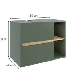 Vicco Waschbeckenunterschrank Grün/Artisan Viola 80x60x46 cm - Unterschrank für das Badezimmer, Leichte Reinigung des Bodens dank wandhängender Montage