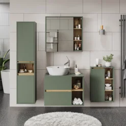 Vicco Waschbeckenunterschrank Grün/Artisan Viola 80x60x46 cm - Unterschrank für das Badezimmer, Leichte Reinigung des Bodens dank wandhängender Montage