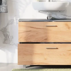 Vicco Waschbeckenunterschrank Goldkraft Eiche/Anthrazit Ilias 80x61x33 cm - Unterschrank für das Badezimmer, Übersichtliche Aufbewahrung durch großzügige Schublade