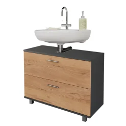 Vicco Waschbeckenunterschrank Goldkraft Eiche/Anthrazit Ilias 80x61x33 cm - Unterschrank für das Badezimmer, Übersichtliche Aufbewahrung durch großzügige Schublade