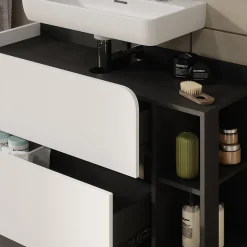 Vicco Waschbeckenunterschrank Anthrazit/Weiß Karen 100x65x35 cm - Unterschrank für das Badezimmer, Übersichtliche Aufbewahrung durch großzügige Schublade